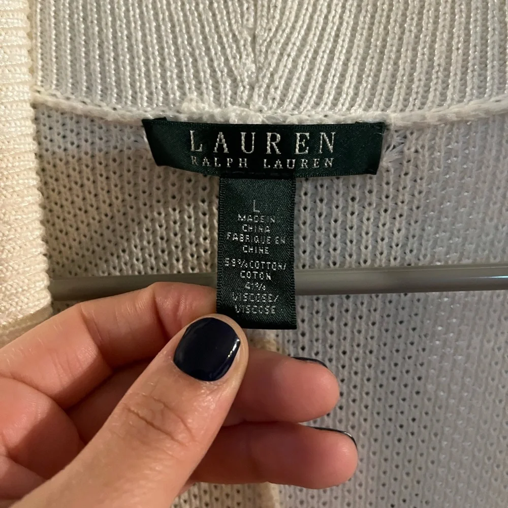 LAUREN‎ RALPH LAUREN Shrug Open Front Cardigan Cream Size Large